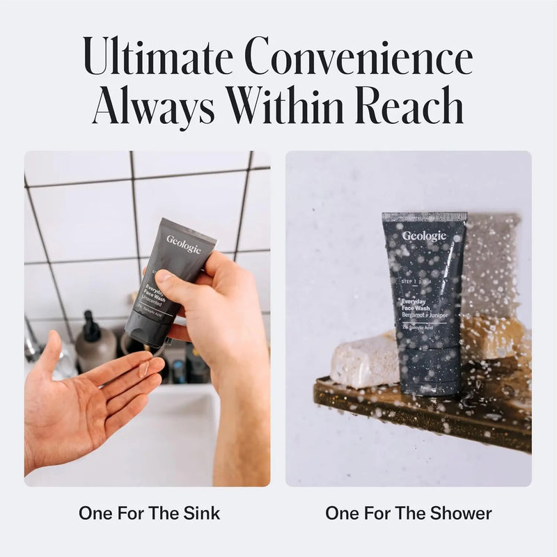 Geologie Daily Face Wash for Sensitive Skin | Fragrance-Free Facial Cleanser for Men & Women | Acne & Oil Control | Non-irritating, Gentle Cleansing & Soothing Face Wash | 2-Pack Infinity Warehouse