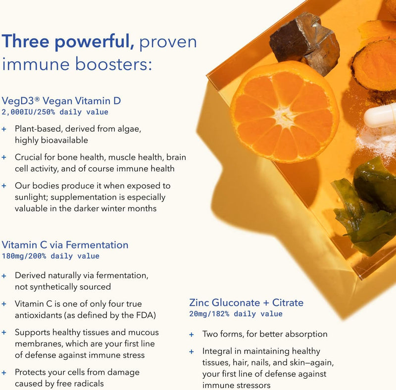 TRU NIAGEN Immune Support Supplement - Daily Defense - Vitamin C from Fermentation, Vegan Vitamin D3 2000 IU, Zinc, Plus Theracurmin (Curcumin) + Multi Award-Winning NAD Boosting Niagen 150mg 30ct Infinity Warehouse