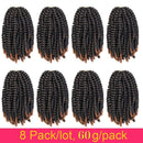 8 Pack Spring Twist Crochet Hair Ombre Bomb Twist Crochet Braids 8 Inch Fluffy Synthetic Braiding Hair Extensions 60g/pack (T1B/30) JQM