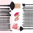 Makeup Brush Set, Complete 32pcs Black Makeup Brushes Synthetic Soft Bristles Brush for Foundation Kabuki Blush Blending with Storage Case Wooden Handle Daxstar