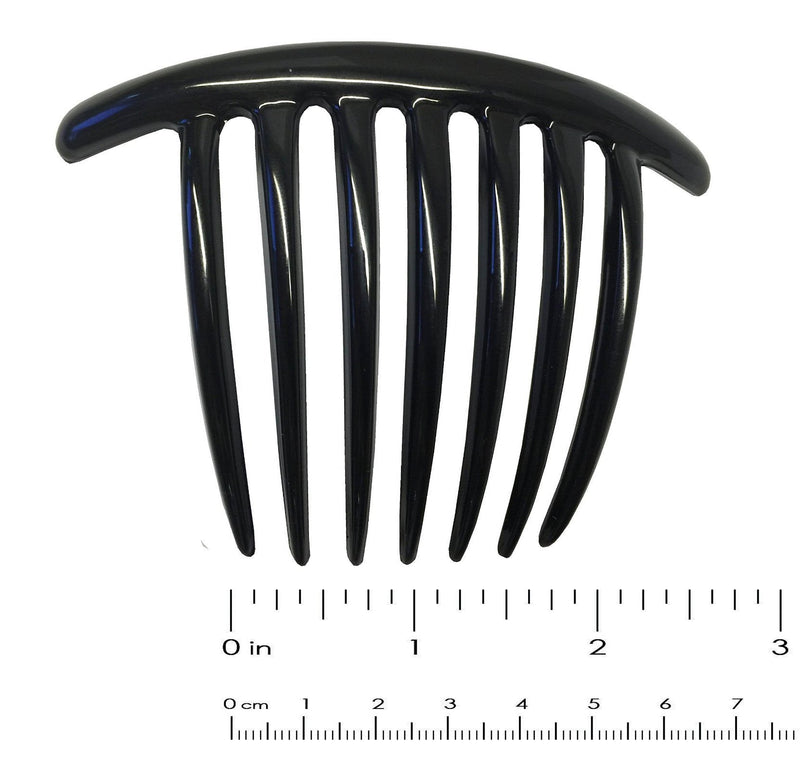 Parcelona French Twist 7 Teeth Large Black Set of 2 Celluloid Flexible Durable French Side Hair Comb Large 4'' No Slip Styling Paris Hair Accessories for Women and Girls, Made in France (Black) Parcelona
