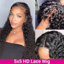 UNice Hair 5x5 HD Lace Closure Wig Human Hair for Black Women, 10A Brazilian Virgin Hair Jerry Curly Transparent Lace Closure Wigs Pre Plucked with Baby Hair 180% Density 24 inch UNICE Store
