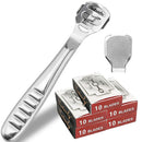 52 Pcs Callus Shaver Set,1 Stainless Steel Foot Razor with 50 Replacement Slices Blades and 1 Foot File Head Foot Care Tools,Foot Shaver Callus Remover,Hard Dry Skin Remover for Hand Feet Jutoe