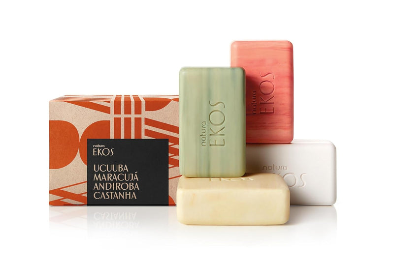 natura - Ekos Ucuuba, Castanha, Andiroba, Maracujá Bar Soap Set (4 Pack) - 1 Exfoliating Bar, 3 Other Bars - Vegetable Oils - Vegan Skin Care - Brazilian Beauty Secrets - Self Care - 3.5oz (100g) Infinity Warehouse