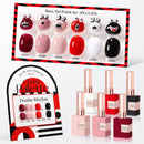 Double Rhythm 6 Pcs 15 ML Gel Polish Set Same Color Same Bottle Soak Off Gel Polish Kit Nail Art Manicure Salon DIY at Home for Women (Jelly Burgundy Red Glitter Silver -T6-56) Infinity Warehouse
