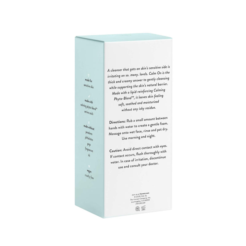 Honest Beauty Calm On Foaming Cream Cleanser | with Hyaluronic Acid + Phytosterols & Phospholipids + Amino Acids | 4 Fl Oz Honest Beauty