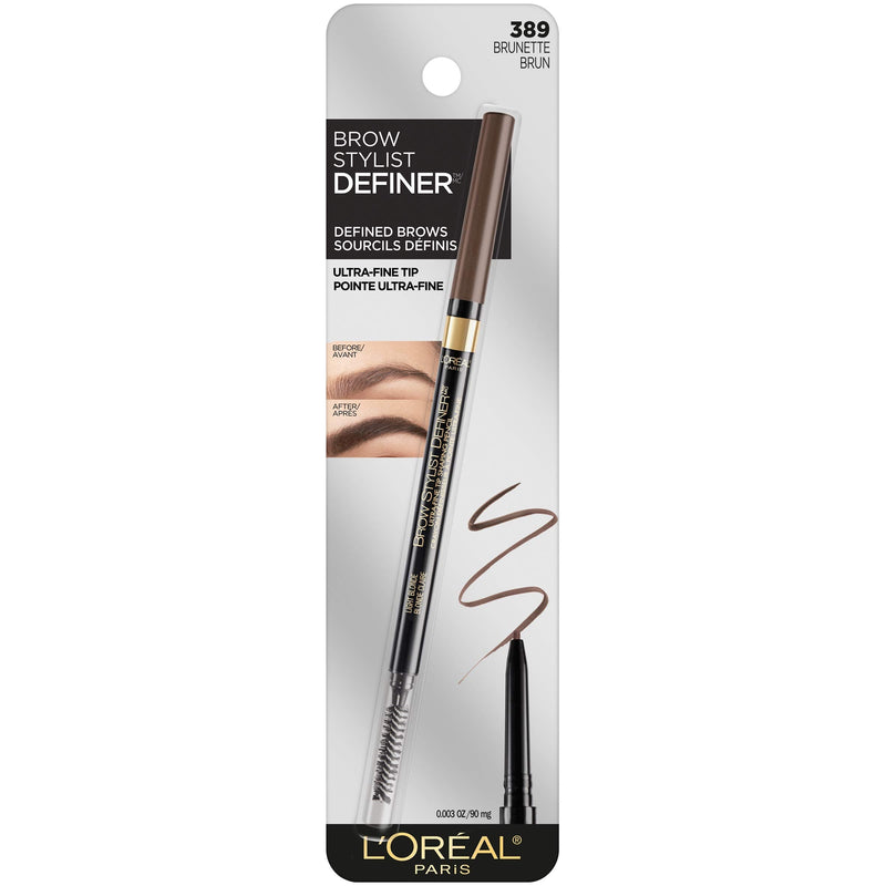 L'Oreal Paris Makeup Brow Stylist Definer Waterproof Eyebrow Pencil, Ultra-Fine Mechanical Pencil, Draws Tiny Brow Hairs and Fills in Sparse Areas and Gaps, Brunette, 0.003 Ounce (1 Count) L'Oreal Paris