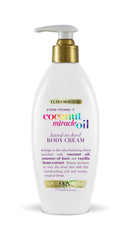 OGX Extra Creamy + Coconut Miracle Oil Hand-to-Heel Body Cream with Vanilla Bean, Fast-Absorbing Body Lotion for Dry Skin, Paraben-Free and Sulfated-Surfactants Free, 6 fl oz OGX