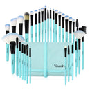 Makeup Brushes Set, 32pcs Blue Premium Cosmetic Make Up Brushes Foundation Blending Blush Concealer Shader Eyeshadow Eyeliner Compatible withTravel Makeup Bag Daxstar