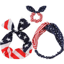 Sea Team 3-Pack of the Stars and Stripes Retro Wire Headbands Stylish Chiffon Bowknot Twist Bunny Ears Head Wrap Bandeau Hair Ribbon Star-Spangled Banner American Flag Hairbands for Women and Girls Sea Team