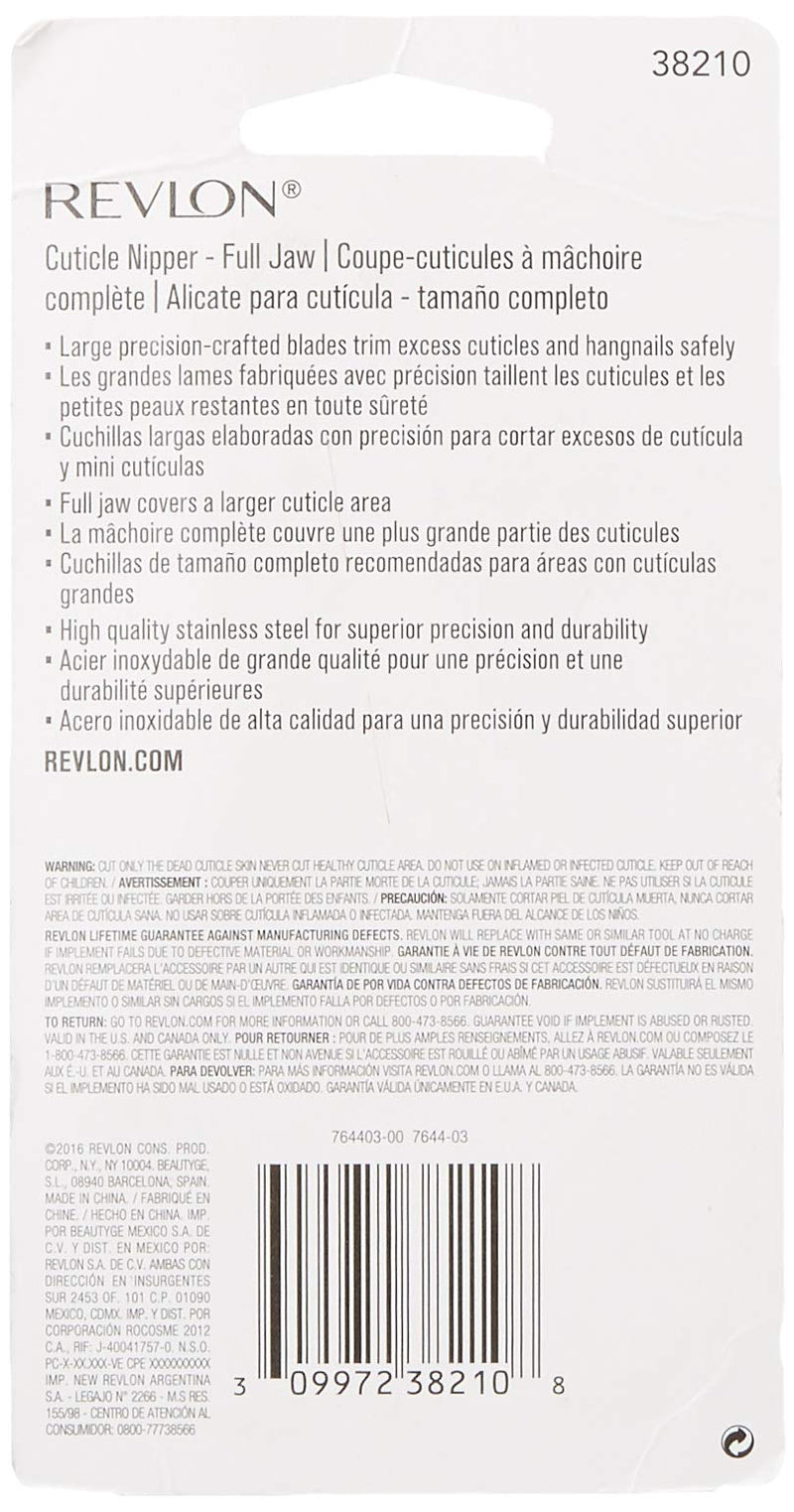 Revlon Full Jaw Cuticle Nipper, Cuticle & Hangnail Trimmer, Made with Stainless Steel REVLON