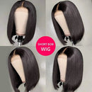 BLY Short Straight Bob Wigs Human Hair 4x4 Lace Closure Front Wigs 150% Density 16 Inch Brazilian Virgin Hair For Black Women with Baby Hair Pre Plucked Natural Color BLY Store