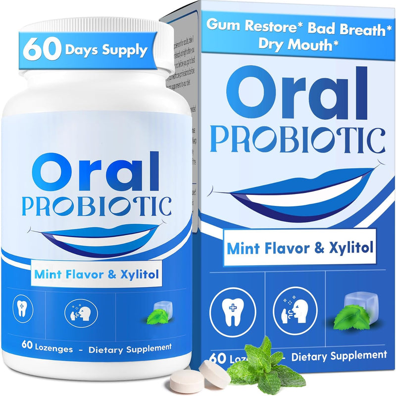 Oral Probiotics, 11 Billion CFU, with M18, A12, Oral Probiotics for Mouth Bad Breath for adults, Dry Mouth, Gum Health & Gum Restore, Chronic Halitosis, Fresh Breath, 60 Lozenges (Mint Flavor) Infinity Warehouse