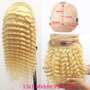 24 Inch Deep Curly 613 Blonde Lace Front Wig Virgin Human Hair Pre Plucked 13x1x4 T Part Lace Wigs for Women 150% Density with Baby Hair Middle Part Water Wave Blonde Human Hair Wigs Bleached Knots Smartinnov Store