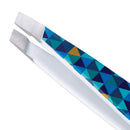 Tweezerman Mini Slant Tweezer - Tweezers for Eyebrows, Travel Tweezers for Eyebrows, Facial Hair, Ingrown Hair (Geometric Pattern) Tweezerman