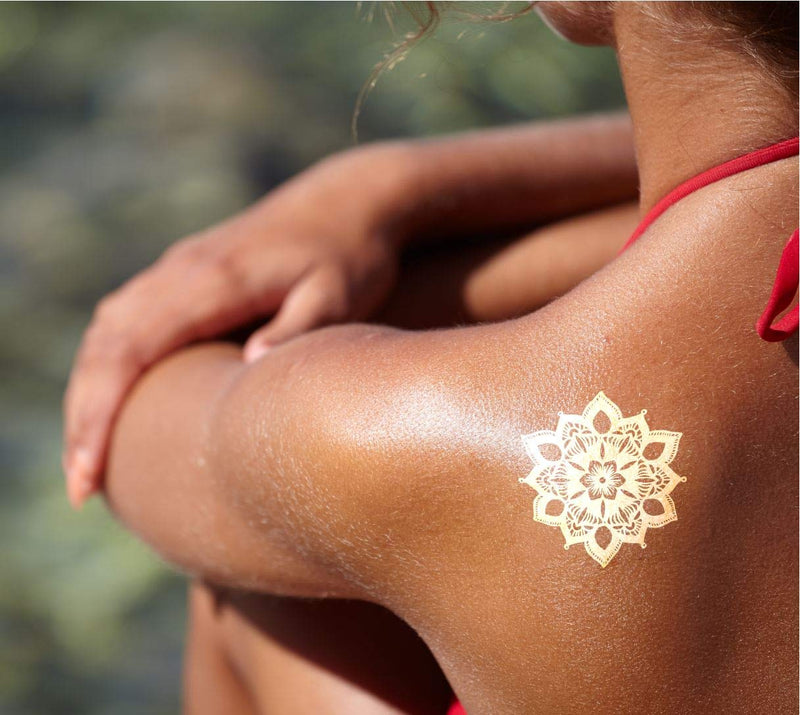 Terra Tattoos White Henna Temporary Tattoos 75+ Mandala Tattoos Flowers, Mandalas, Elephants & more! Waterproof Nontoxic Long Lasting Perfect for Beach, Festivals, & Parties Terra Tattoos