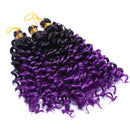 SEGO Jerry Curl Crochet Hair Bundles Marlybob Crochet Hair 8 Inch Kinky Curly Water Wave Crochet Hair Ombre Braids For Black Women Bohemian Curl Crochet Hair Extension Black to Purple 9 Bundle SEGO