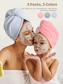 Microfiber Hair Towel,Hicober 3 Packs Hair Turbans for Wet Hair, Drying Hair Wrap Towels for Curly Hair Women Anti Frizz Hicober