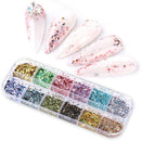Hanzel Nail Powder Set - 12 Jars Flashing Crystal Sequins,Glitter Aurora Chameleon Powder,Christmas Decoration for Nail or Artworks, Pretty Colors,Easy apply at Home or Premium Salon (A5) Hanzel