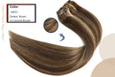 22In 8A Grade Clip In hair Extensions ombre Chocolate Brown to Dark Blonde Double Drawn Silky Long Straight Human Hair 100% Remy Human Hair Salon Quality For Women 70g7PCS((22In