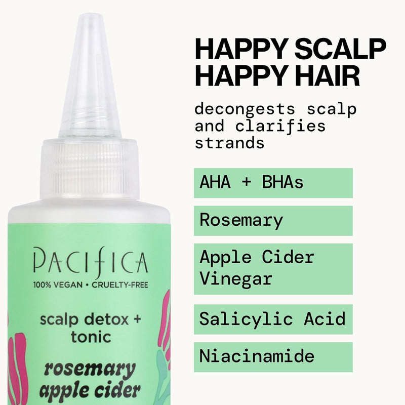 Pacifica Scalp Detox Set – Rosemary Apple Cider Vinegar Scalp Exfoliating Tonic with Scalp Massager Brush, Deep Cleansing & Clarifying Treatment for Buildup, Dry Flaky Scalp, Vegan Infinity Warehouse