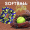 Softball Scrunchie, Softball Hair Accessories, Girls Softball Premium Velvet Scrunchie, Gift for Softball Player and Softball Teams (Blue) Infinity Collection