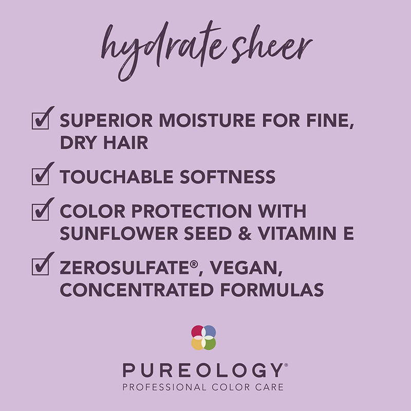 Pureology Hydrate Sheer Nourishing Shampoo | For Fine, Dry Color Treated Hair | Sulfate-Free | Silicone-Free | Vegan martinandmark.com