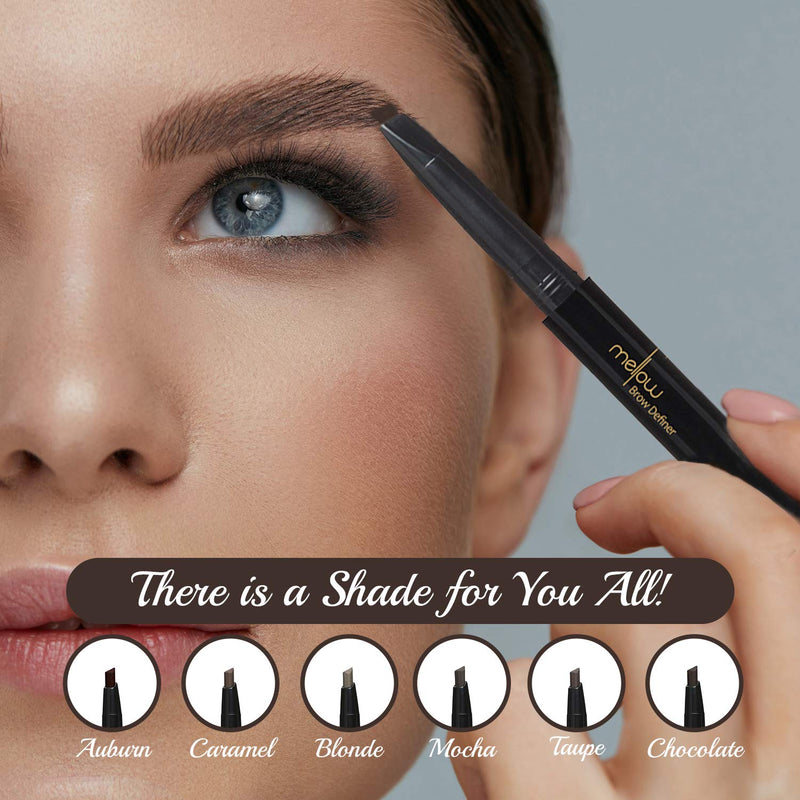 Mellow Cosmetics Brow Definer Eyebrow Pencil | Triangular Tip, Non Greasy, Long Lasting & Easy To Glide | Brow Defining Pen | Professional Eyebrow Makeup|Cruelty Free, Vegan & Paraben Free- Chocolate Mellow