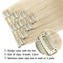 Benehair Clip in Hair Extensions Platinum Blonde 12 inch Remy Human Hair Skin Weft Clip ins Full Head 8pcs 18 Clips Soft Straight Hair for Women Party 8-24 inch Highlighted Ombre 55g