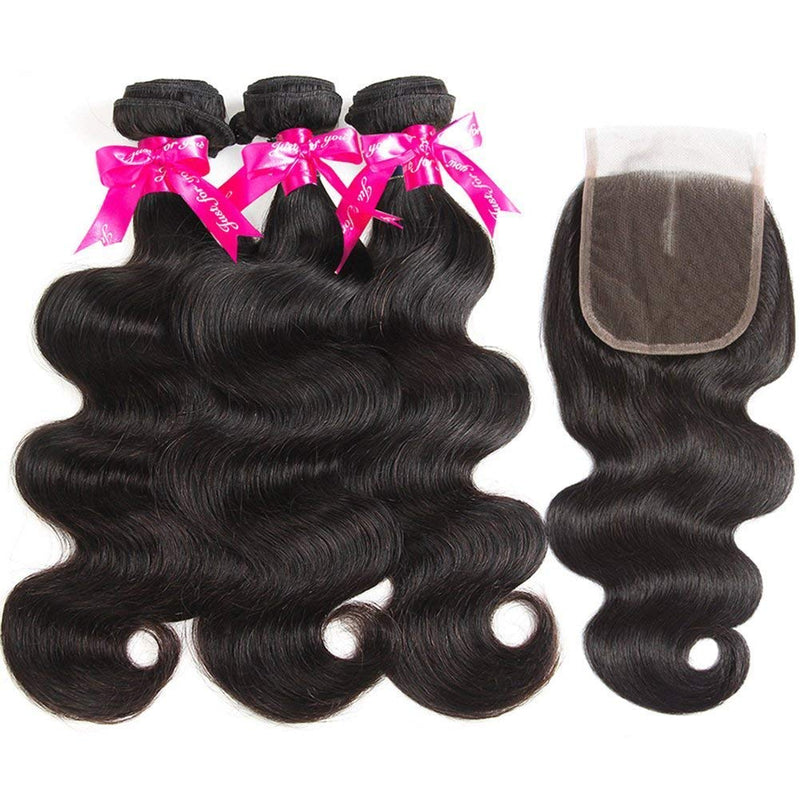 Beauty Princess Body Wave Human Hair 3 Bundles Double Weft 8A Brazilian Hair Bundles (14 16 18+12inch hair) Wingirl Store