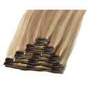 S-noilite Clip in Hair Extensions Human Hair Balayage 100% Real Human Hair Thick Double Weft Full Head 8 Pieces/18 Clips Straight Silky (24 Inch - 170g,Light Golden Brown/Bleach Blonde (