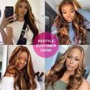 UNice Hair Silk base Fake Scalp Ombre Highlight Lace Closure Wigs Human Hair Straight Wig for Women Brazilian Remy Hair Wig Pre Plucked with Baby Hair 150% Density 16inch UNICE Store