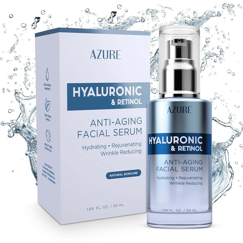 Azure Cosmetics Hyaluronic Acid Serum For Face - Ultra Hydrating, Dermatologist Tested, Anti-Aging Moisturizer for Dark Spots, Fine Lines & Wrinkles - Vegan, Clean Beauty, Korean Skin Care - 1.69 oz Infinity Warehouse