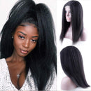 Odir Brazilian Human Hair Kinky Straight 4x4 Lace Front Wigs 20 Inch Yaki Straight Wig Unprocessed Vigin Human Hair Lace Closure Wig 150% Density for Black Women Natural Color Odir