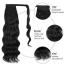 Stamped Glorious 24 Inch Long Body Wave Ponytail hair Extension Synthetic Heat Resistant Wrap Around Drawstring Curly Wavy Ponytail Hairpieces for Women(24 Inch, 1B) Stamped Glorious