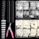2 Pack Clear and Natural False Acrylic Nails Tips Half Cover 10 Sizes 500pcs French Artificial Press on Nails Manicure with Acrylic Nail Cilpper, 2pcs Nail Files for Nail Art Salons Home Yokilly
