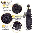 QTHAIR 12A Peruvian Loose Deep Wave Human Hair with Closure(16 18 20+14 Free Part Closure,Natural Black) Peruvian Loose Deep Wave Virgin Hair Weave with 4x4 Swiss Lace Closure with Baby Hair QTHAIR Store