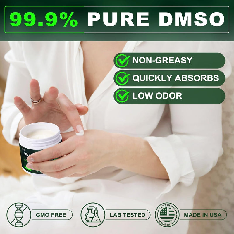 ZOXY DMSO Cream, 99.9% Pure, for Joint & Muscle, with Magnesium, MSM, Frankincense, Aloe Vera, Turmeric, Herbal, and Arnica, Quickly Absorbed, Low Odor, Non-Greasy,4 oz Infinity Warehouse