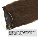 GOO GOO Halo Hair Extensions Human Hair Chocolate Brown 16 Inch 80g Remy Human Hair Extensions Flip in Natural Hair Real Straight Hidden Crown Wire Hair Extensions with Transparent Fish Line Invisible GOO GOO Store