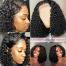ISEE Hair Lace Front Wigs Human Hair Short Bob Wigs For Black Women Brazilian Kinky Curly Wavy 4x4 Lace Closure Wigs Pre Plucked with Baby Hair 150% Density (14inch) ISEE