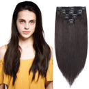 S-noilite Clip in Human Hair Extensions 100% Real Remy Thick True Double Weft Full Head 8 Pieces 18 Clips Straight Silky (10 Inch - 110g,Natural Black (