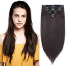 S-noilite Clip in Human Hair Extensions 100% Real Remy Thick True Double Weft Full Head 8 Pieces 18 Clips Straight Silky (10 Inch - 110g,Natural Black (