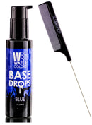 Watercolors Color Depositing Sulfate-Free Shampoo, Maintains & Enhances Haircolor (w/ Sleek Steel Pin Rat Tail Comb) Water Colors Hair Dye Maintenance Wash (BASE DROPS - Blue) Water Colors
