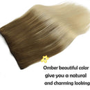 GOO GOO Human Hair Extensions Clip in Ombre Ash Brown to Platinum Blonde 120g 7pcs 18 Inch Straight Real Clip in Hair Extensions Thick Hair Weft Natural Remy Hair Extensions for Women GOO GOO Store