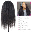 Eooma Curly Headband Wig Human Hair Wigs for Black Women 24 inch Brazilian Curly None Lace Front Wigs Human Hair Scarf No Gel Gluelees Remy Hair Headband Wig Eooma