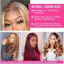 UNice Hair Silk Base Fake Scalp Ombre Highlight Middle Part Wigs for Black Women, Brazilian Straight Human Hair T-Part Lace Closure Wig Pre Plucked with Baby Hair 150% Density 18inch UNICE Store