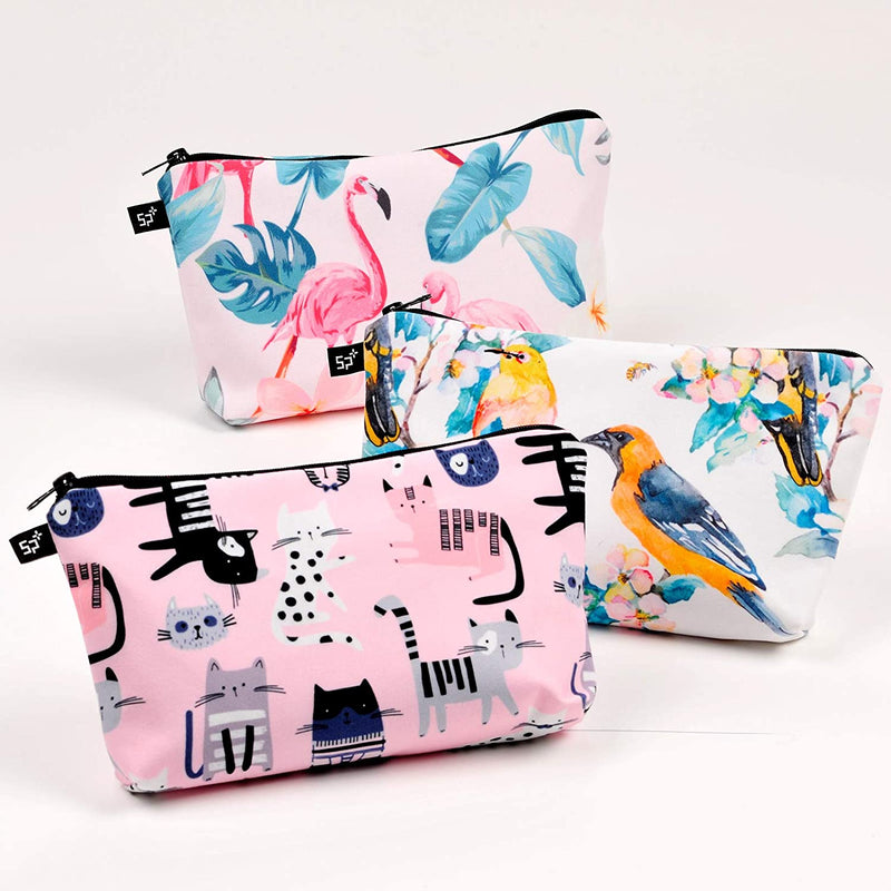 Pack of 3 Cosmetic Bags for Women Functional Makeup Bags Small Travel Bags Toiletries Case Durable Waterproof Bags Accessories Organizer Fashion Women Gifts (Style B) FUN FUN HOME