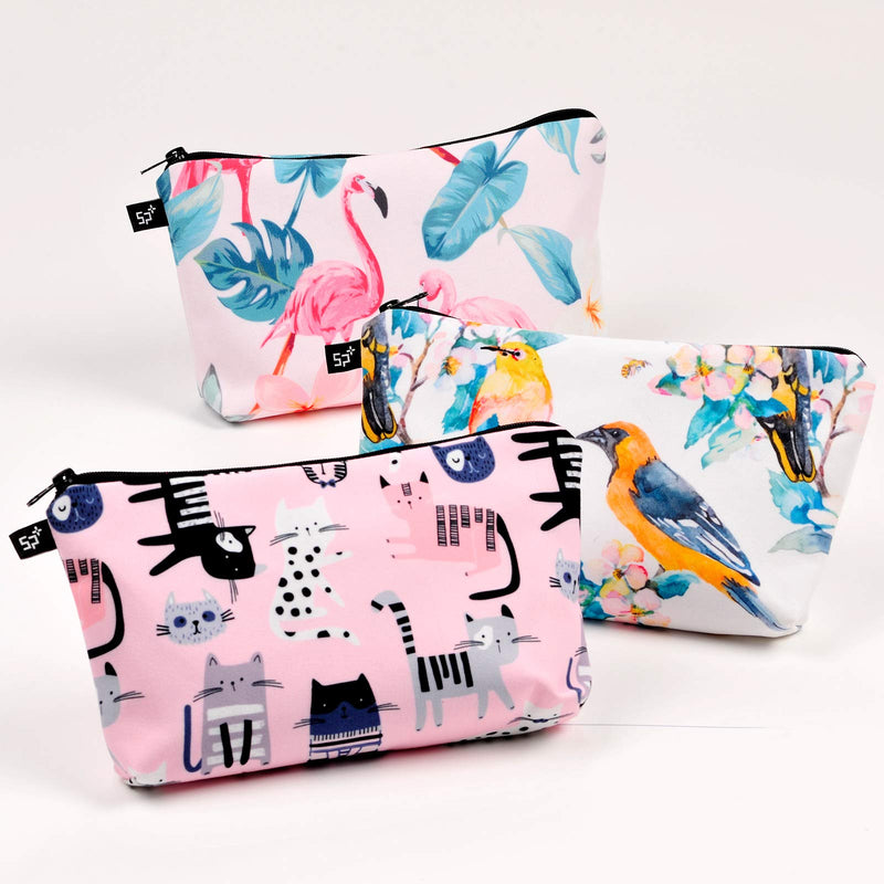Pack of 3 Cosmetic Bags for Women Functional Makeup Bags Small Travel Bags Toiletries Case Durable Waterproof Bags Accessories Organizer Fashion Women Gifts (Style B) FUN FUN HOME