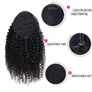 Seelaak 20 Inches Kinky Straight Ponytail Drawstring Human Hair Extension 10A Brazilian Natural Black Yaki Straight Ponytail Hairpiece for Black Women (1B
