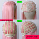 Maycaur Pink Synthetic Hair Wigs with Natural Baby Hair Long Straight Women's Wig Heat Resistant Synthetic No Lace Wigs for Fashion Women Maycaur